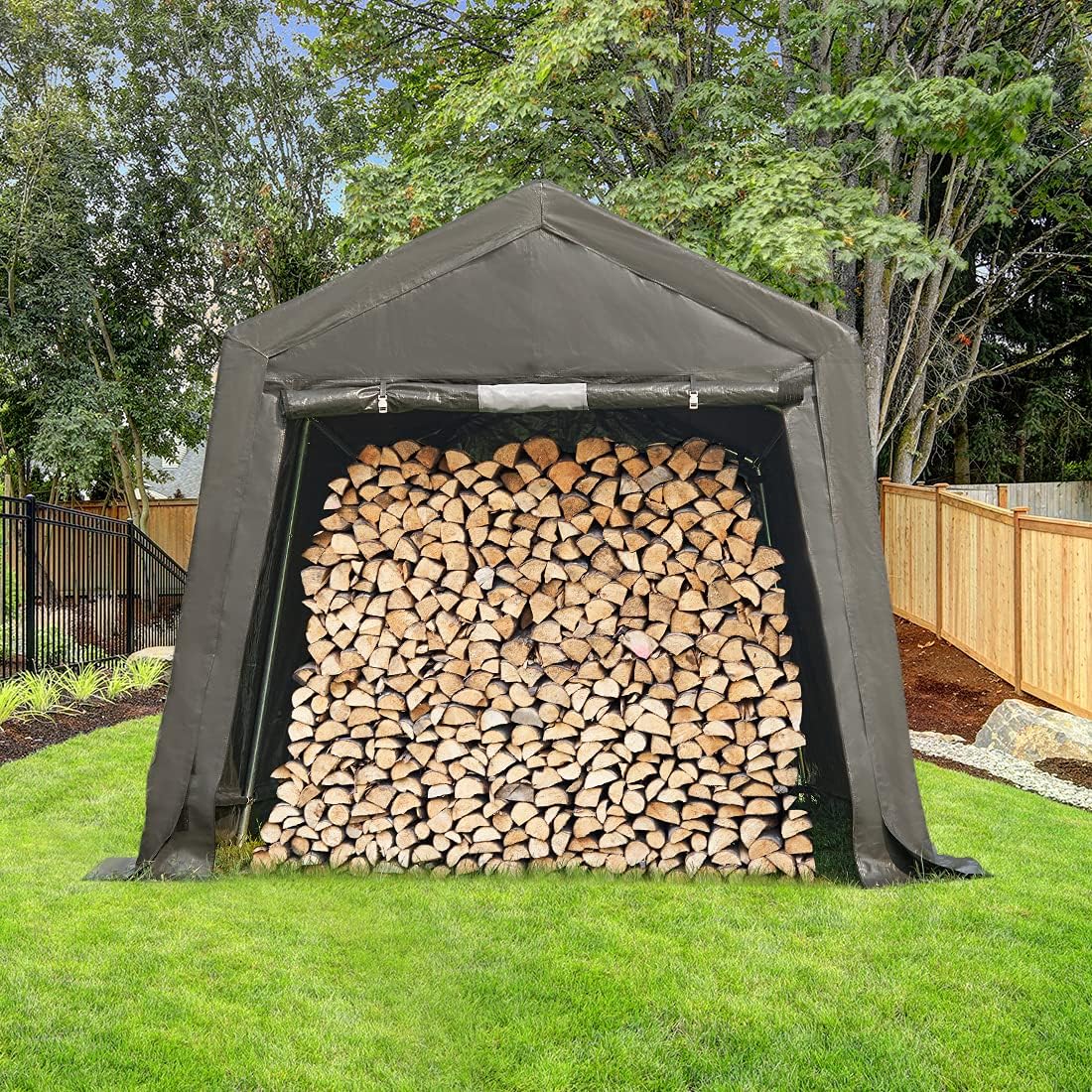 10x10 ft Heavy Duty Portable Canopy Storage Shelter Carport with 2 Roll up Zipper Doors & Vents N5469