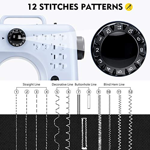 Blue Mini Sewing Machine with 12 Built-in Stitches P3374