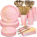 Pink Gold 350 Pcs Disposable Dinnerware Set W186