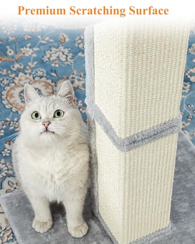 Large Sisal Cat Scratching Post with Plush Perch, Light Grey N192