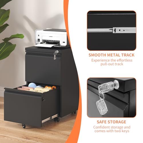 White 3-Drawer Mobile File Cabinet with Lock N819