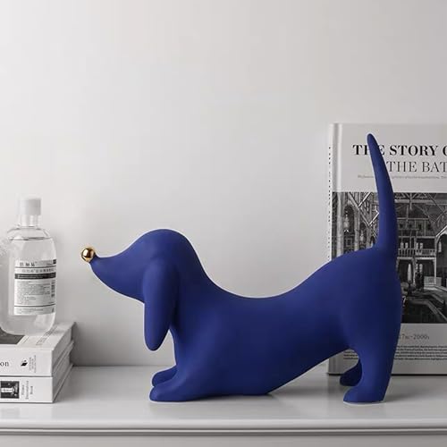 Ceramic Dachshund Dog Figurine 28x22cm Silver Y927253