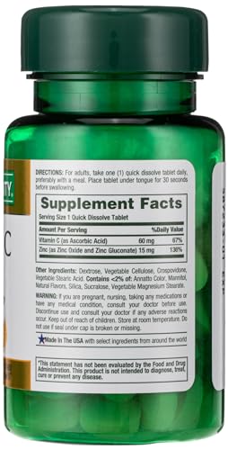 60 mg Vitamin C + Zinc Supplement Tablets F34764