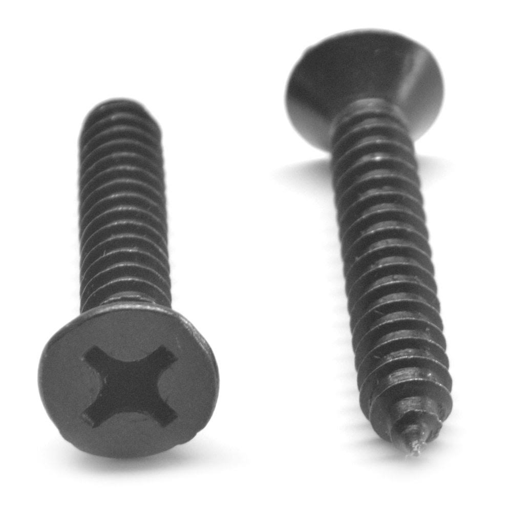 #8-18 x 1/2 Phillips Flat Head Sheet Metal Screw Black Zinc Plated P397612