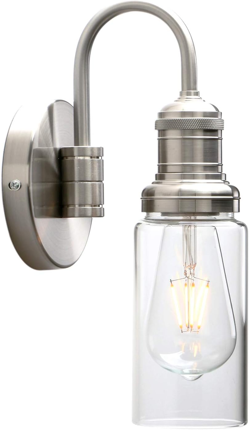 Vintage Gooseneck Wall Sconce with Clear Glass Shade K4778