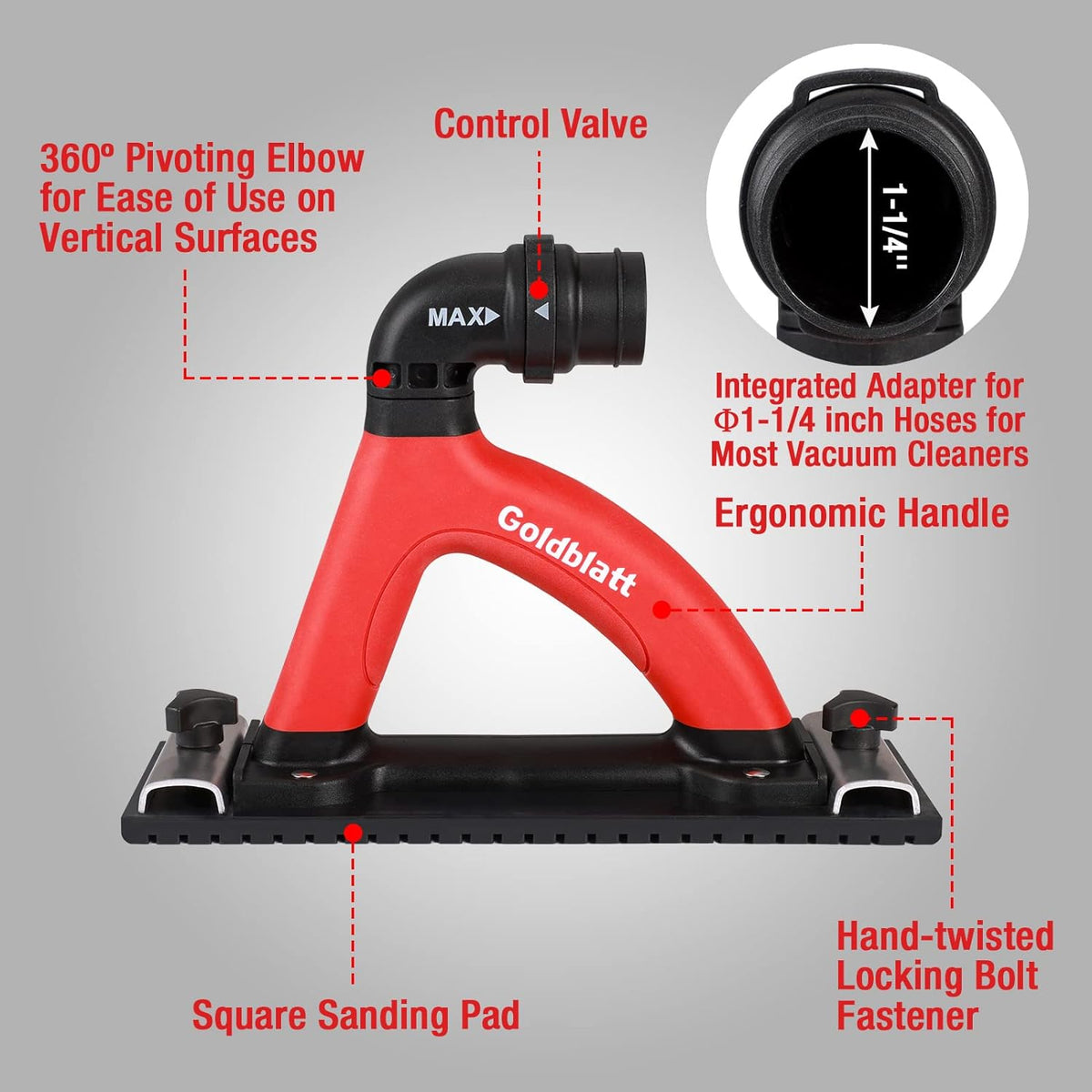 Dust Free Hand Sander with 6.5ft Hose U543