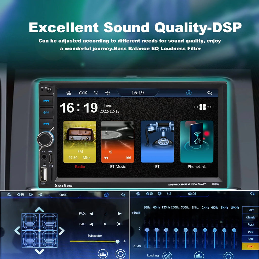 Wireless Double Din Car Stereo 7 Touchscreen J29144