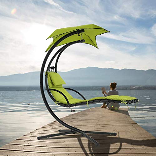 Hammock Chair with Canopy Umbrella and Pillow, 280 LBS Capacity I544572