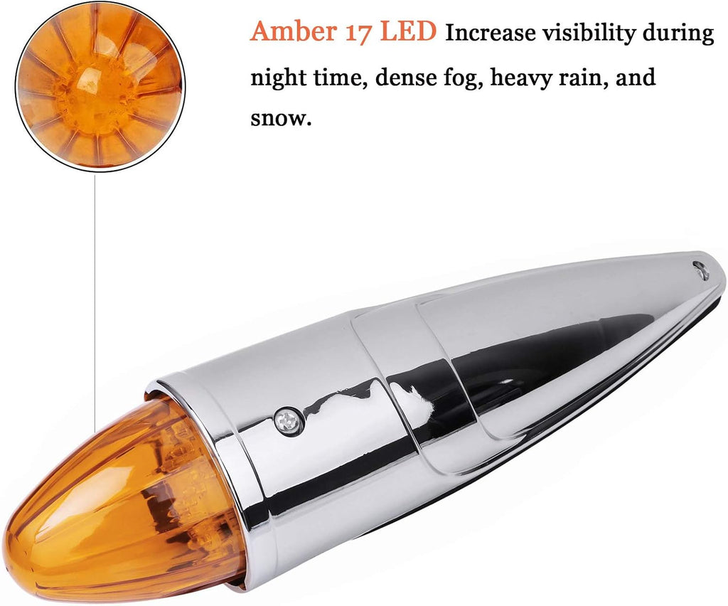 5pcs Amber 17 LED Torpedo Cab Marker Lights Q464028