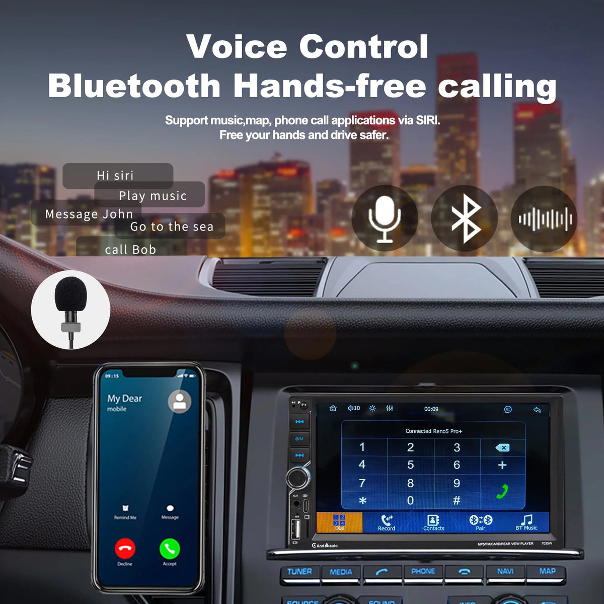 Wireless Double Din Car Stereo 7 Touchscreen J29144