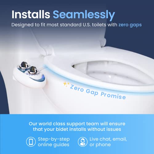 Fresh Water Non-Electric Bidet Attachment for Toilet Seat, Adjustable Water Pressure, Rear Wash (White) J3034