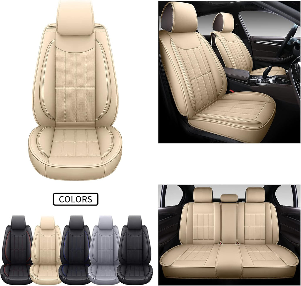 Leather Car Seat Covers Universal Fit Full Set Gray Q28312