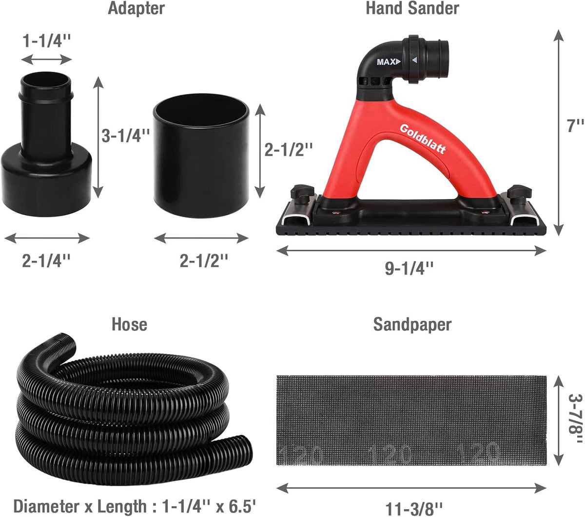 Dust Free Hand Sander with 6.5ft Hose U543