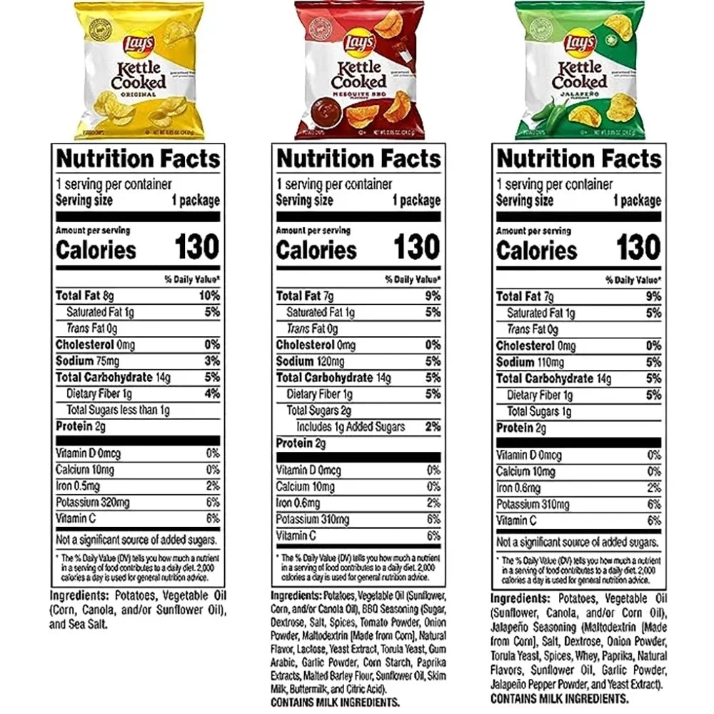 Kettle Cooked Potato Chips Variety Pack, 1 oz Bags, 40 Count D260856