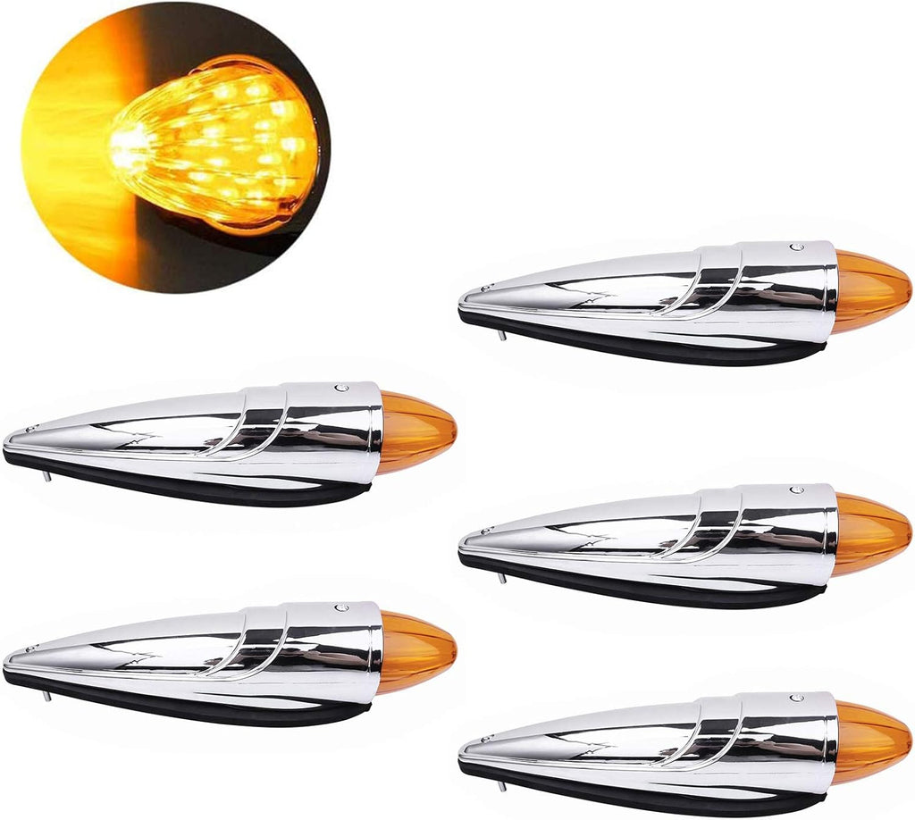 5pcs Amber 17 LED Torpedo Cab Marker Lights Q464028