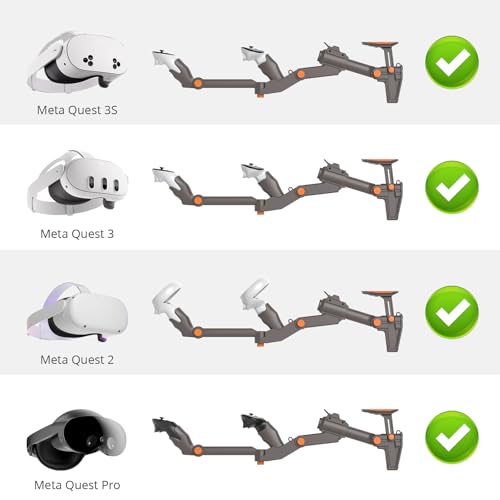 Adjustable Gunstock for Meta Quest 2 Quest 3 Quest 3S Quest Pro with Quick Magnetic Attachment Cheek Pad (Gunmetal Gray) L406