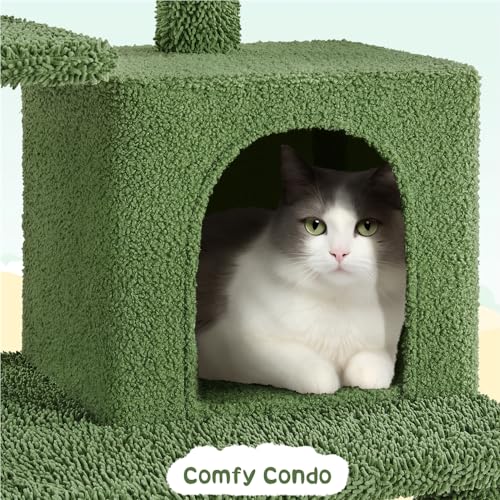 63" H Multi-Level Cat Tree with Sisal-Covered Scratching Posts & Condo & Hammock G98090