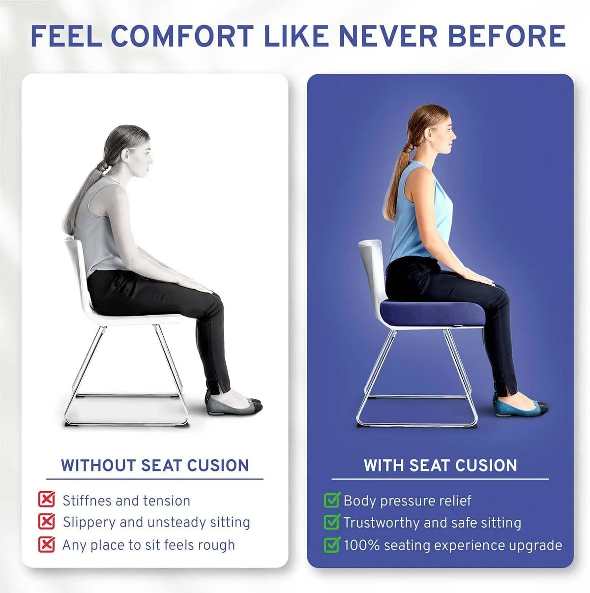 Extra Large Firm Memory Foam Seat Cushion 19x18x3" Navy V942146