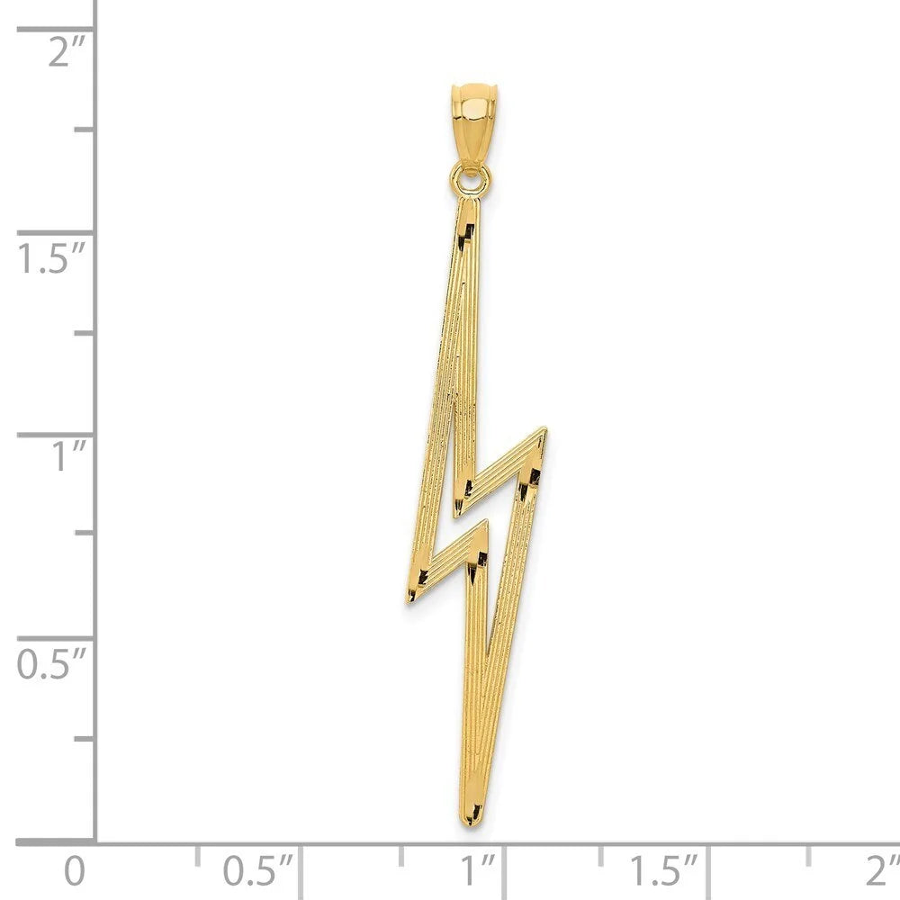 14k Yellow Gold Polished Diamond-Cut Lightning Bolt Pendant Q3453