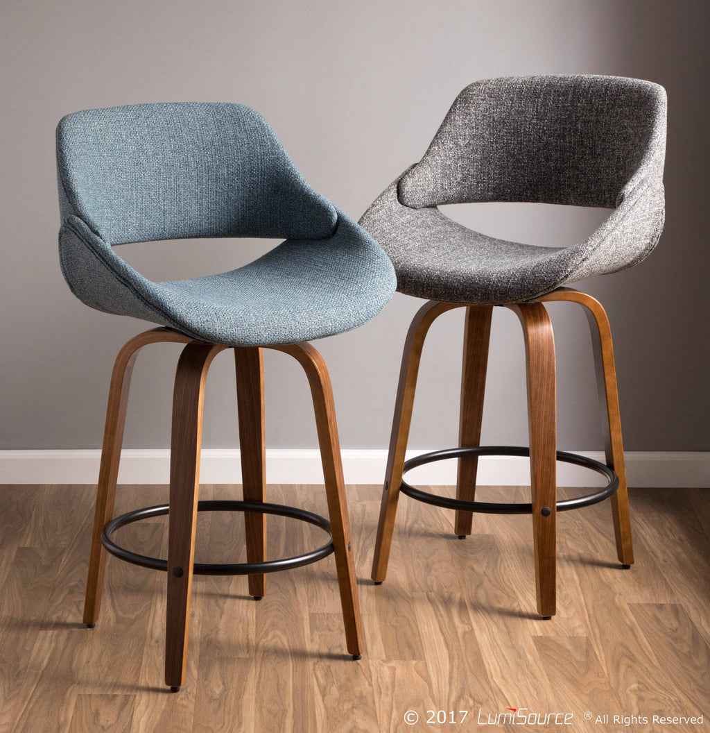 Walnut and Grey Noise Fabric Counter Stool H875050