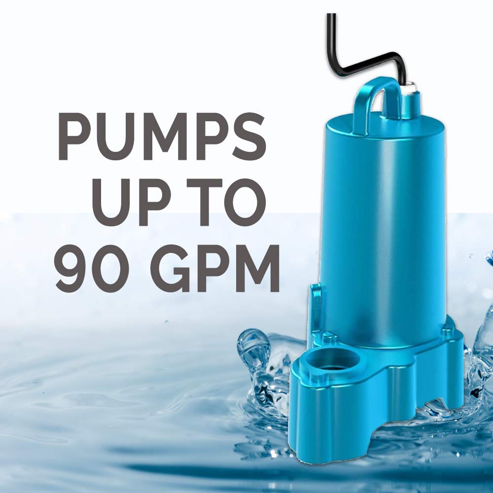 Submersible Effluent Pump, 1/2 hp, 240V, 1 Phase, 20' Cord B9943