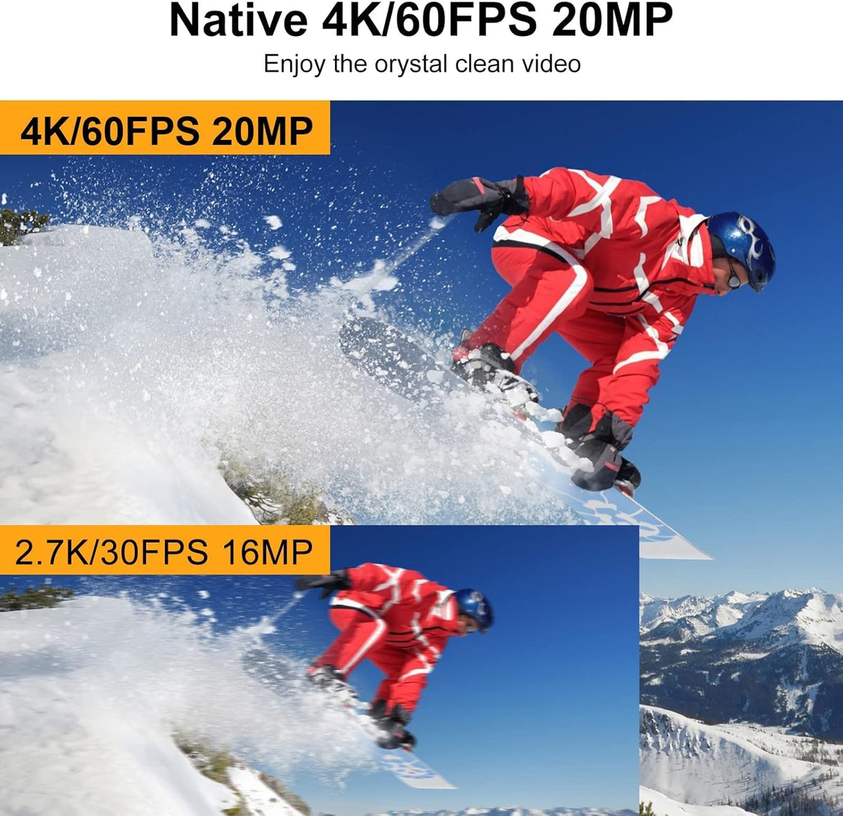 4K60FPS WiFi Action Camera with Dual Touch Screen Display P96958
