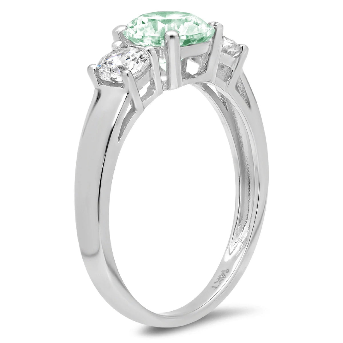 1.5ct Round Cut Blue Moissanite 18k White Gold 3 Stone Ring K71595