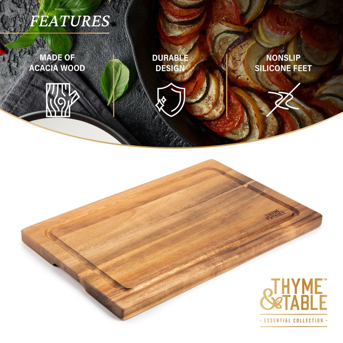 12" x 18" Acacia Wood Cutting Board O58359