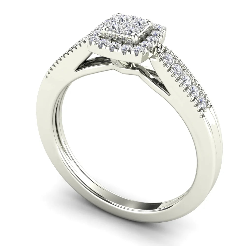 10K White Gold Diamond Square Frame Engagement Ring Q73104
