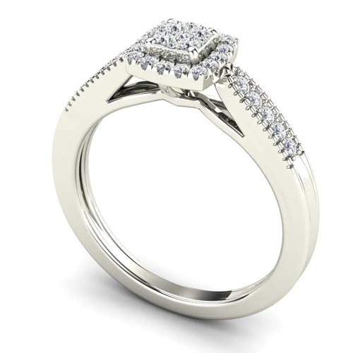 10K White Gold Diamond Square Frame Engagement Ring Q73104