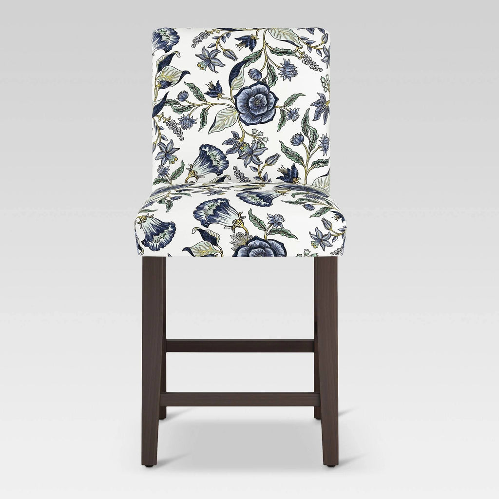 Blue Shaded Floral Counter Height Barstool P396156