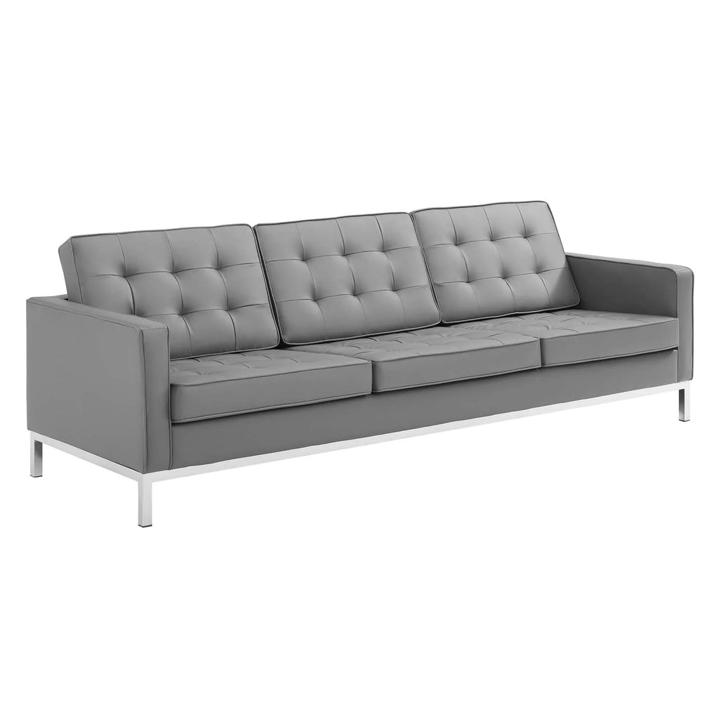 Gray Faux Leather Sofa F8710