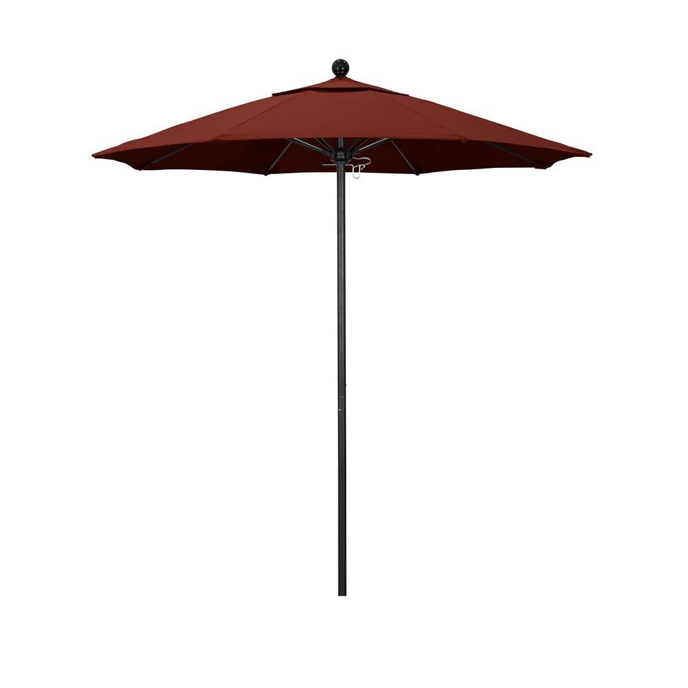 Stone Black Aluminum Market Patio Umbrella with Manual Lift and Fiberglass Ribs P774330