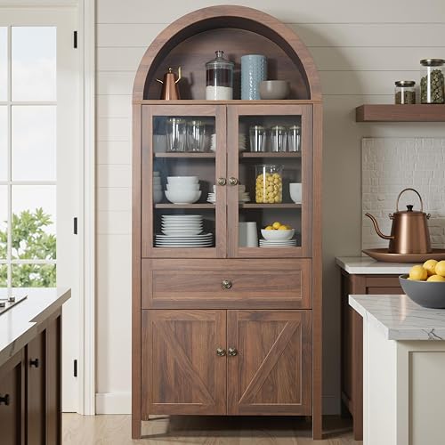 Pantry Cabinet with Drawer, 2 Cabinets and 6 Door Shelves, Adjustable Shelves, 71.65" C8055
