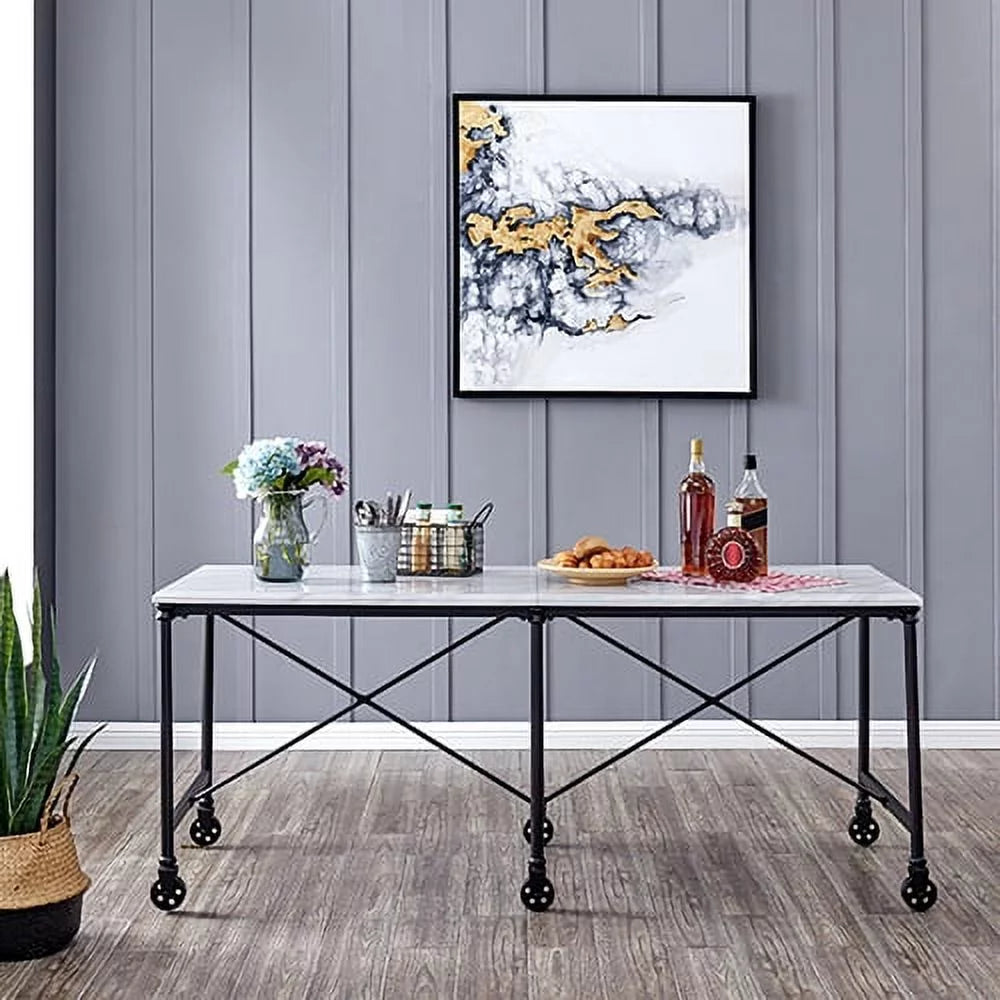 Faux Stone Rolling Kitchen Island L9090