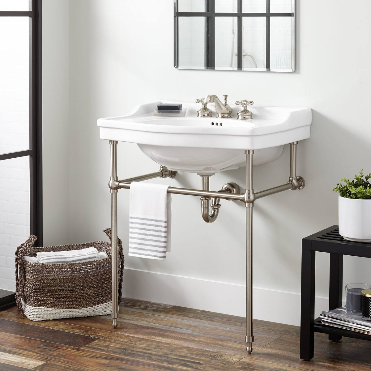 Console Sink with Brass Stand W461