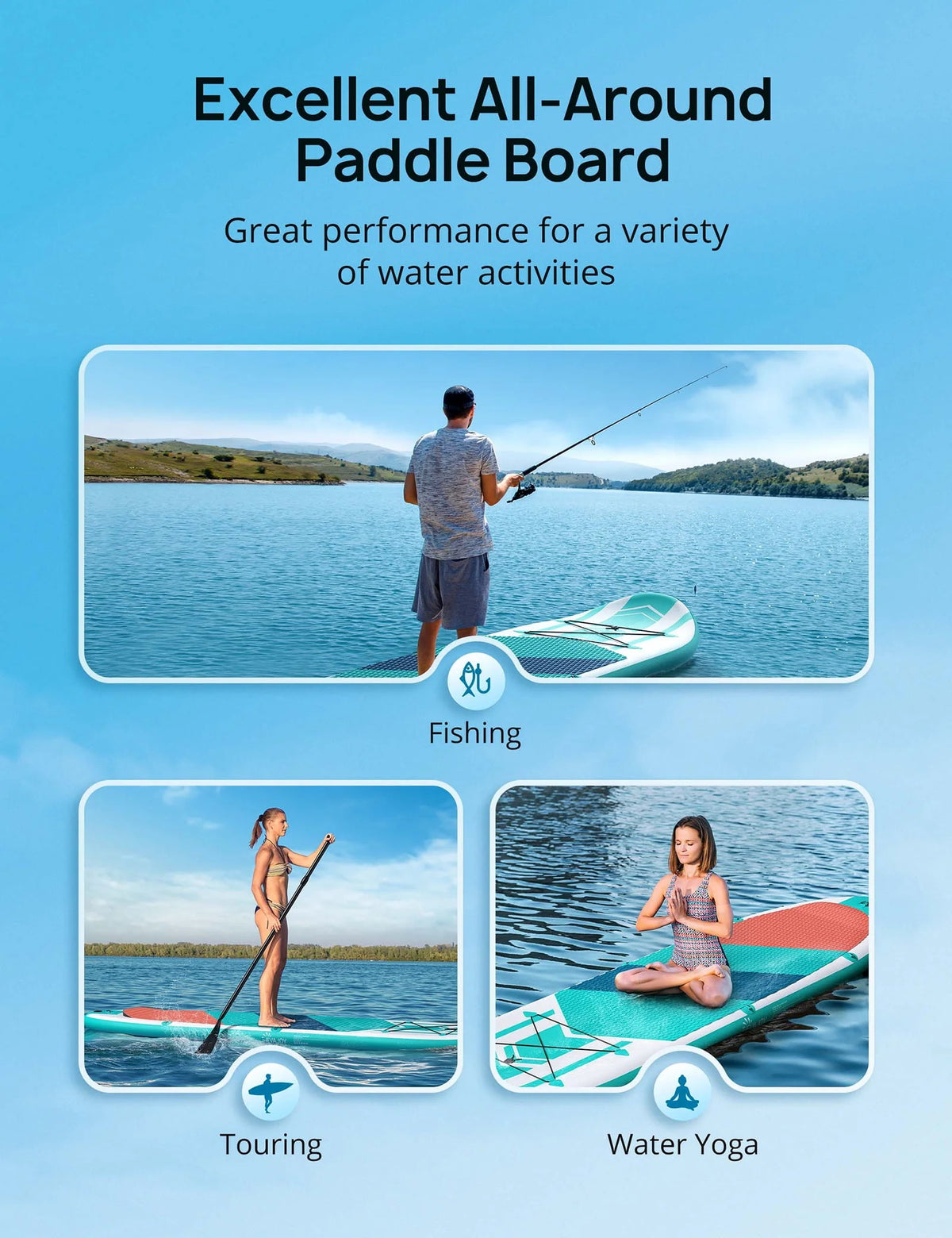 10.8 ft Inflatable Stand Up Paddle Board with Pump D231