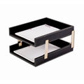 Rustic Black Leather Double Stacking Trays Y107