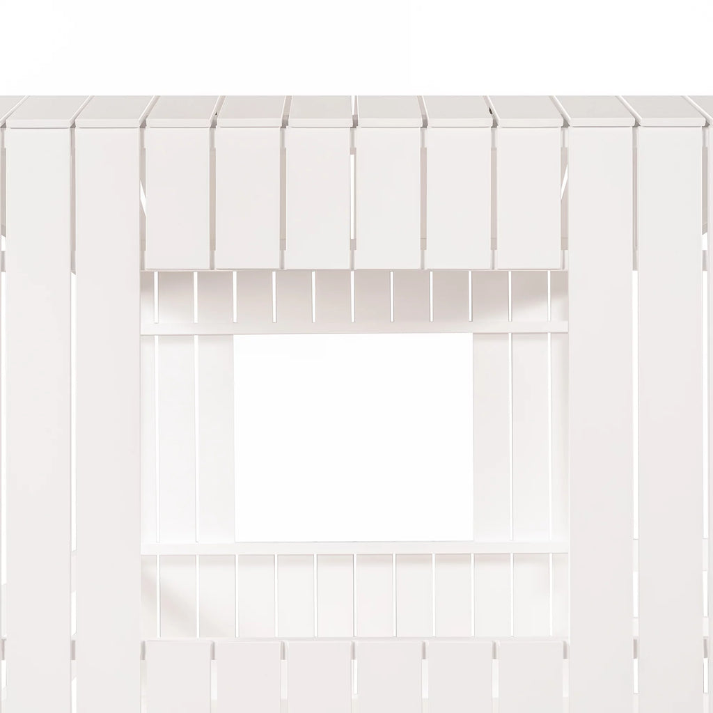 White Wooden Twin Over Full Bunk Bed with Ladder, Slide and Guardrails A17617