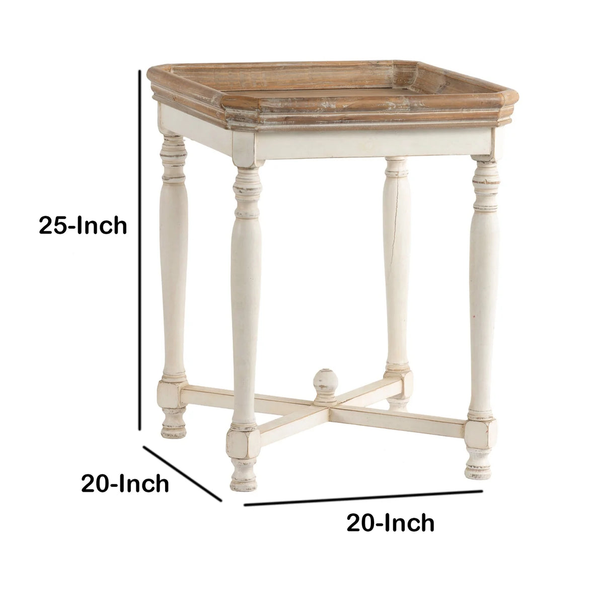 Square Wooden Side Table with Cross Base S306