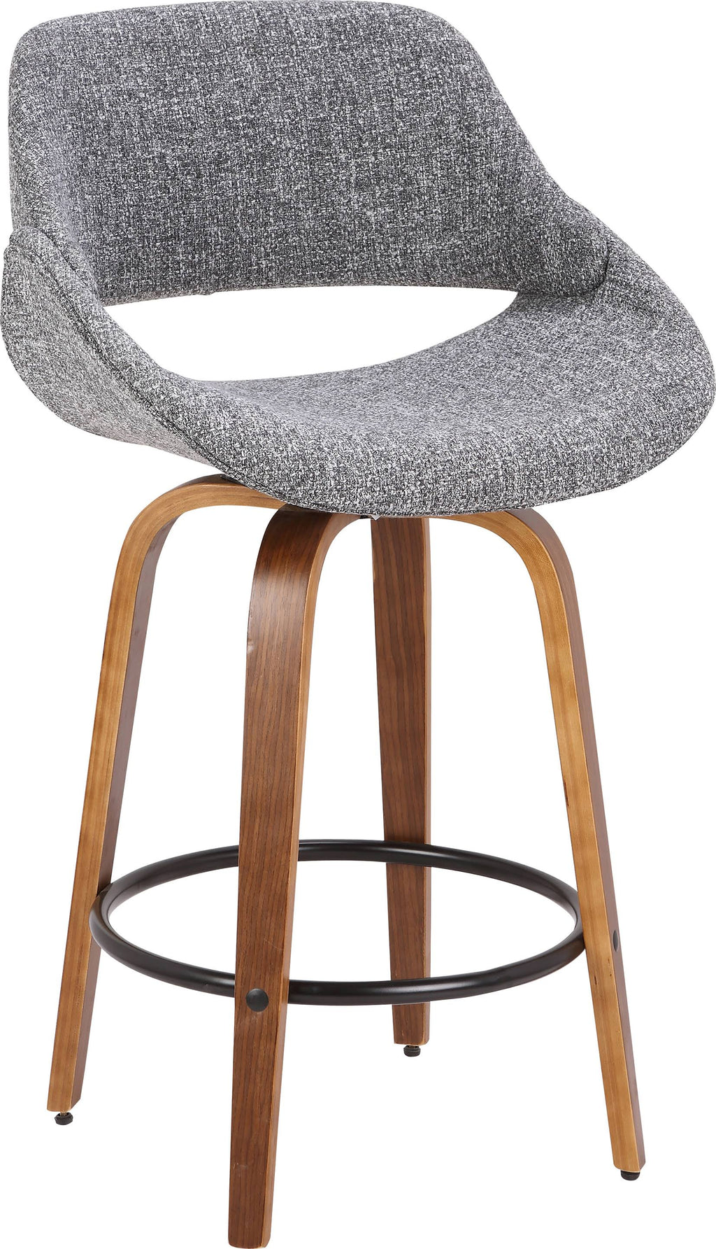 Walnut and Grey Noise Fabric Counter Stool H875050