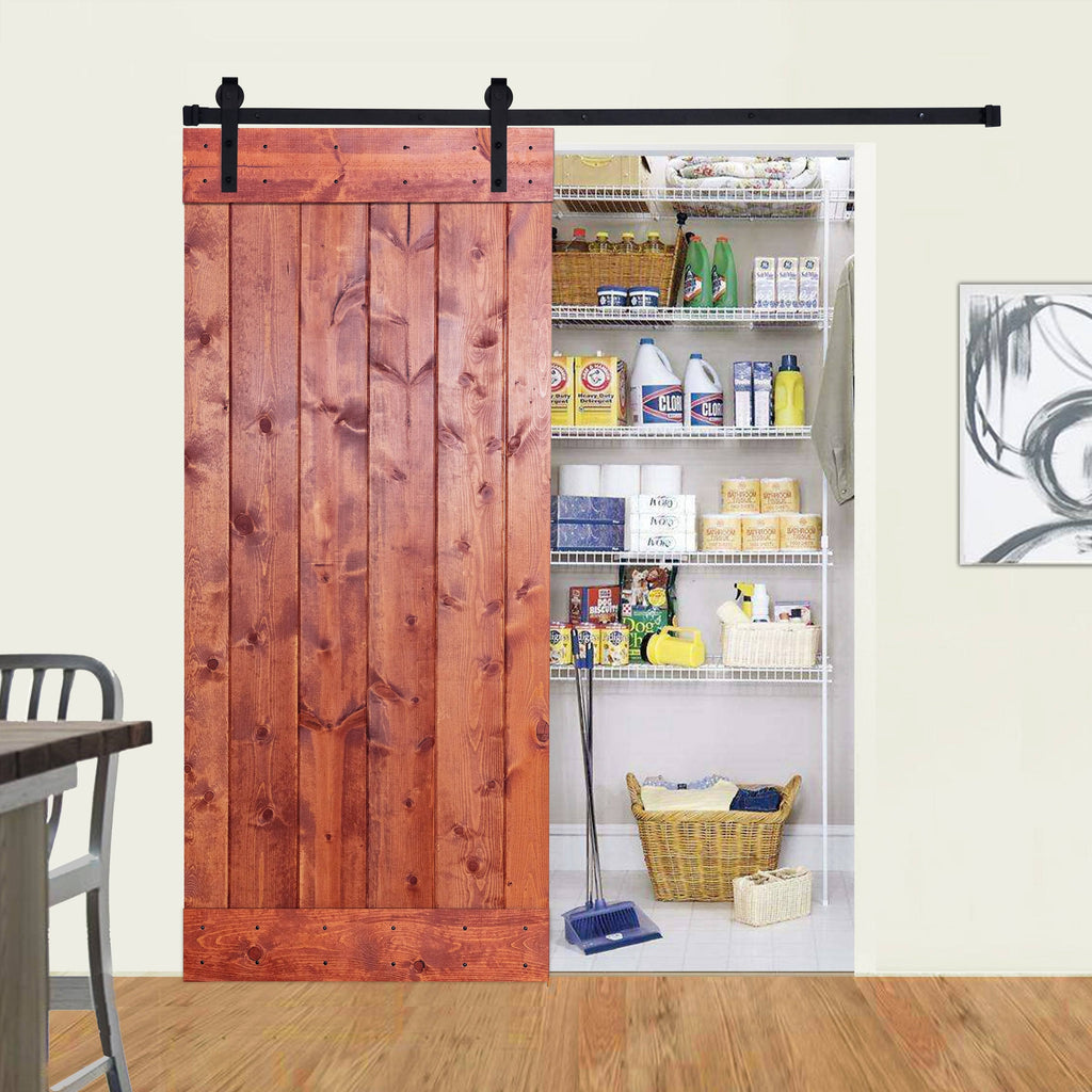 Paneled Wood Barn Door with Installation Hardware Kit P530820