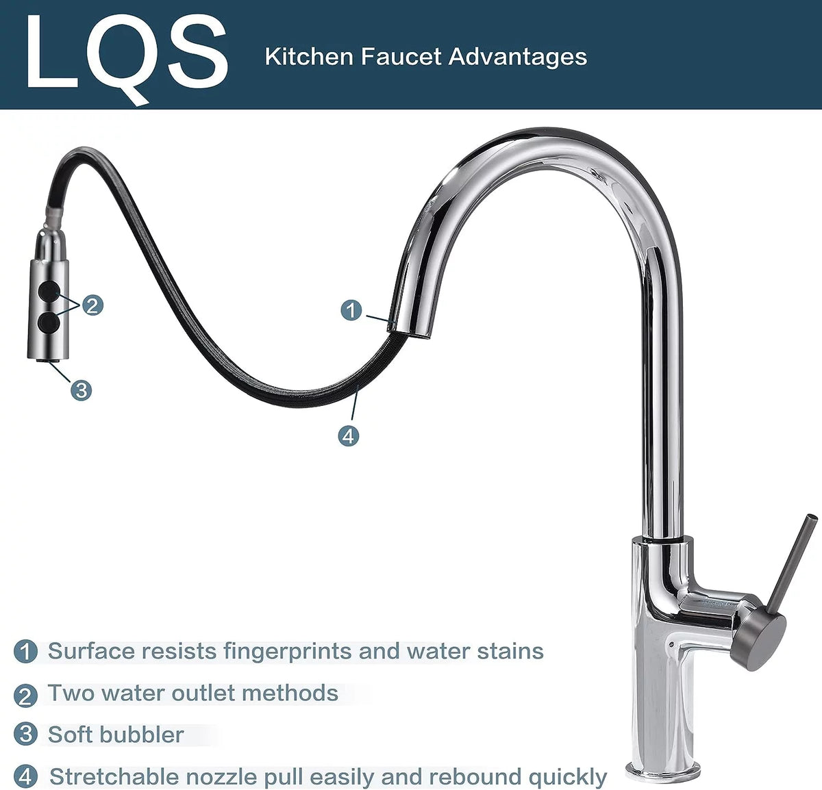 Chrome Pull Down Sprayer Kitchen Faucet I46434