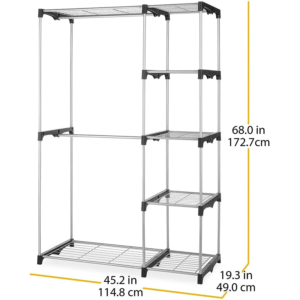 Silver and Black Double Rod Closet System N128255