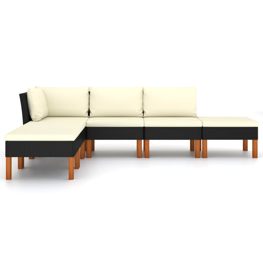 Black Poly Rattan 6 Piece Patio Set with Cushions S6465