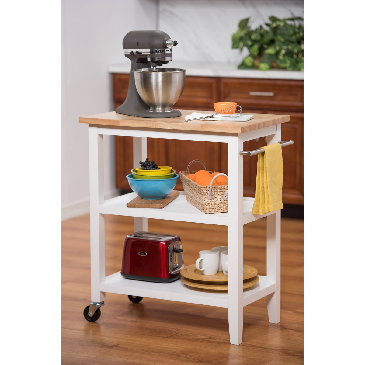 White Wood Kitchen Cart G39540
