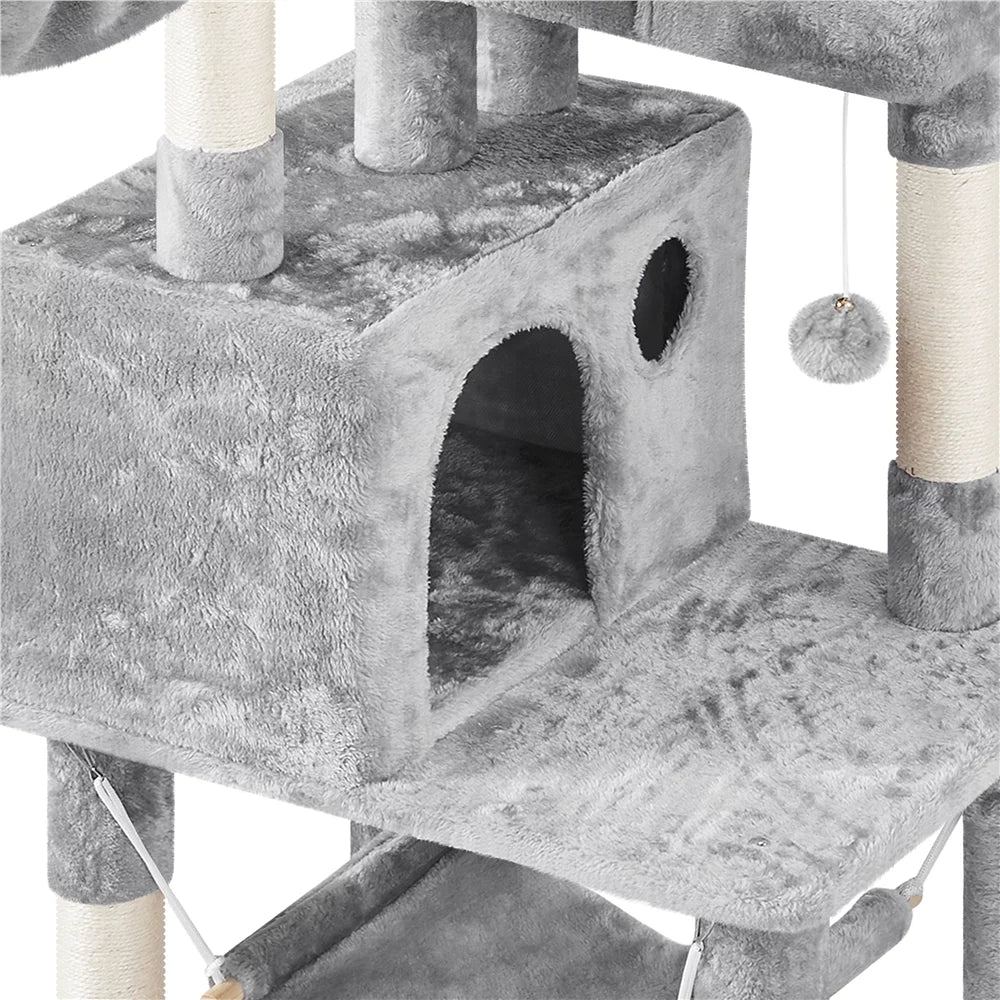Light Gray Multilevel Cat Tree with 2 Condos O90947