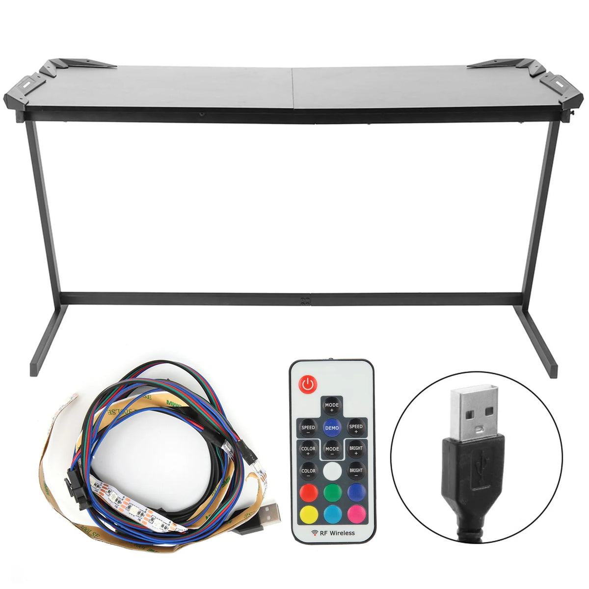 Black 59in Computer Desk Gaming Desk with LED Light V321