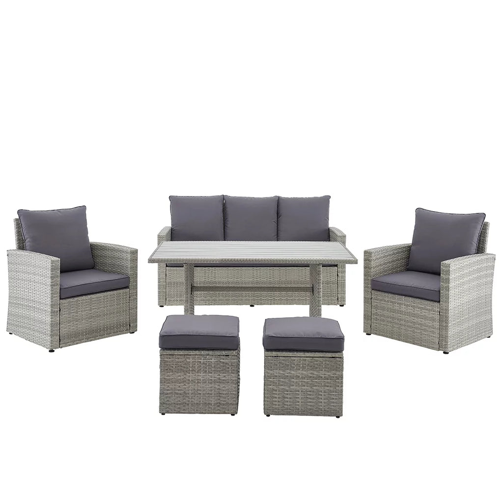6 Pcs Outdoor Patio Dining Set 7 Seats Cushioned Q113136