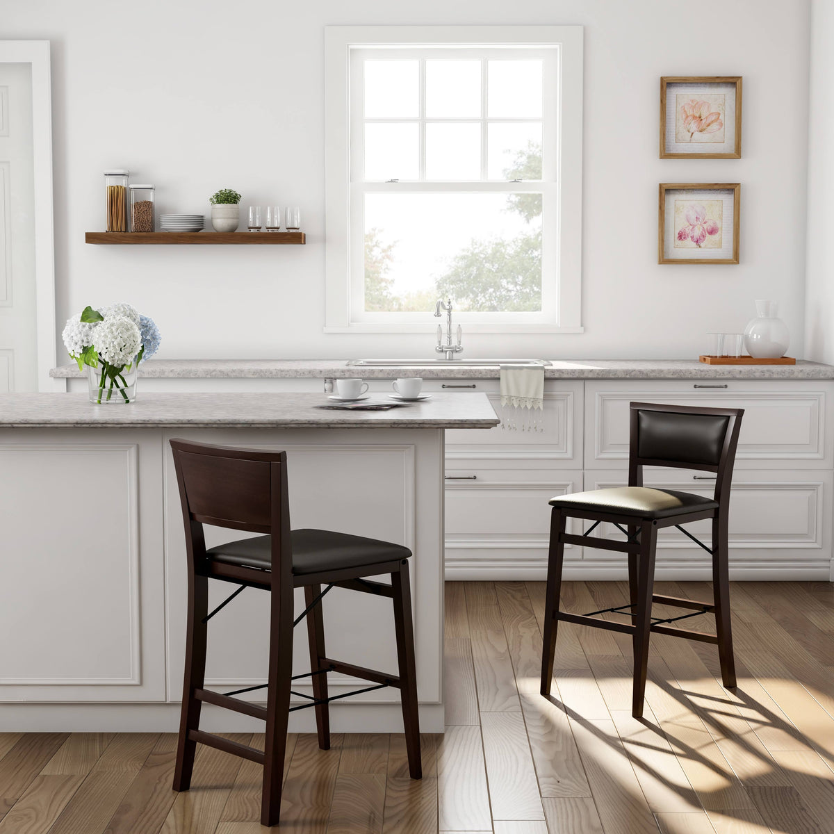 Dark Brown Folding Counter Stool D8154